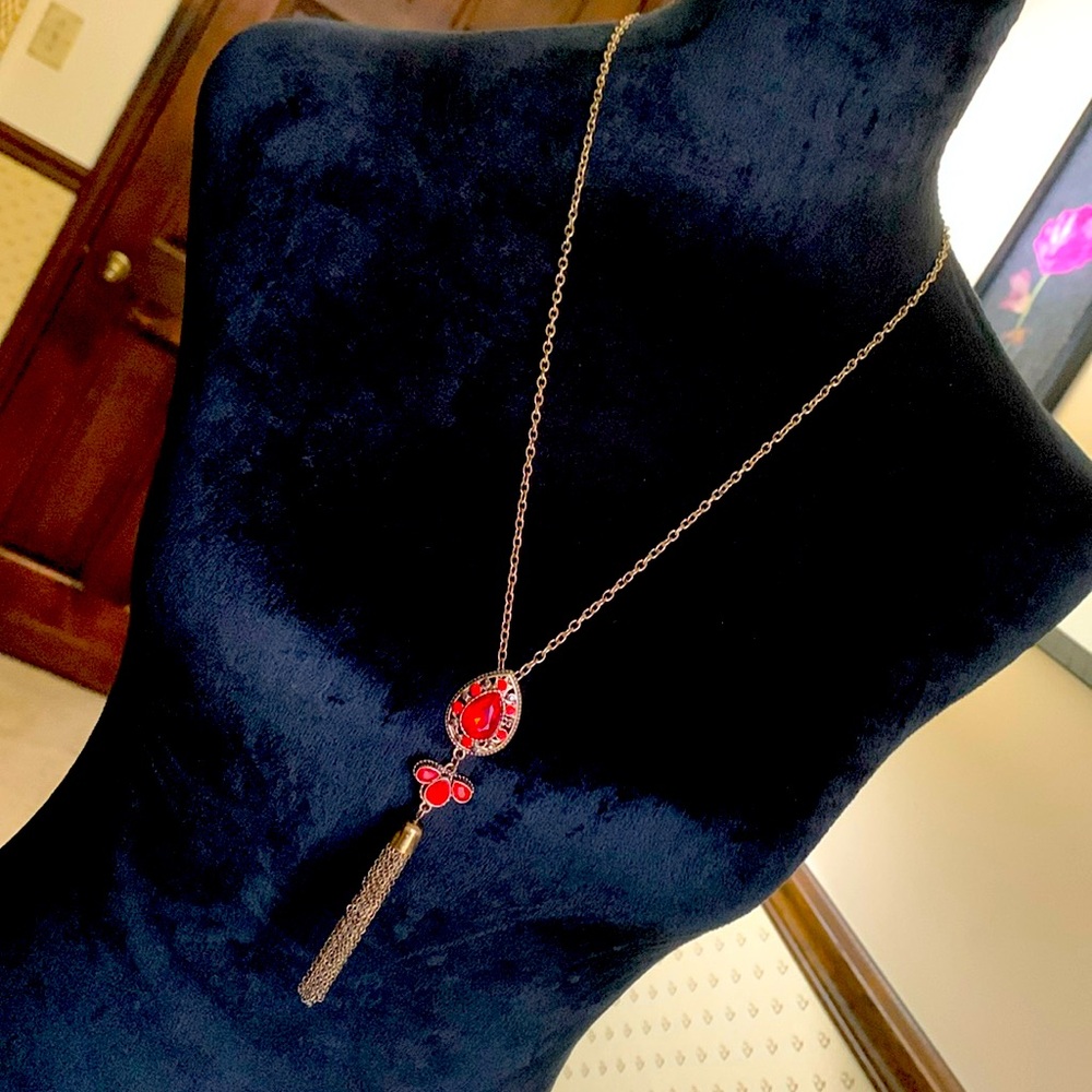 Vintage golden and red necklace